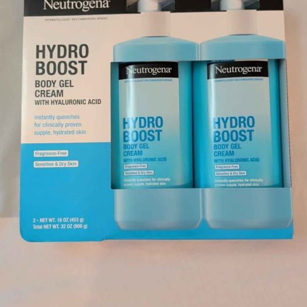Neutrogena Hydro Boost Body Gel Cream Hyaluronic Acid Fragrance Free 2-Pack 16oz